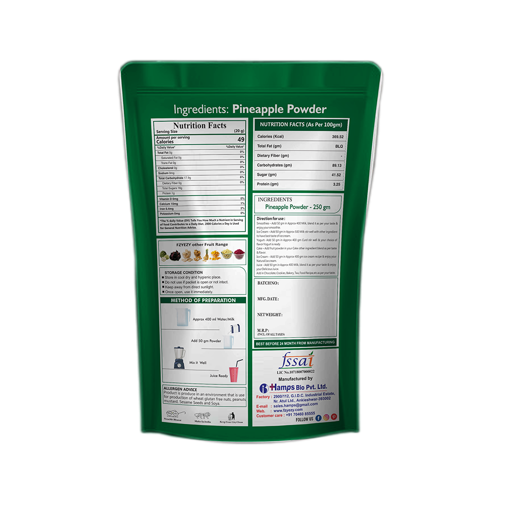 Premium Quality Freeze Dried Pineapple Powder