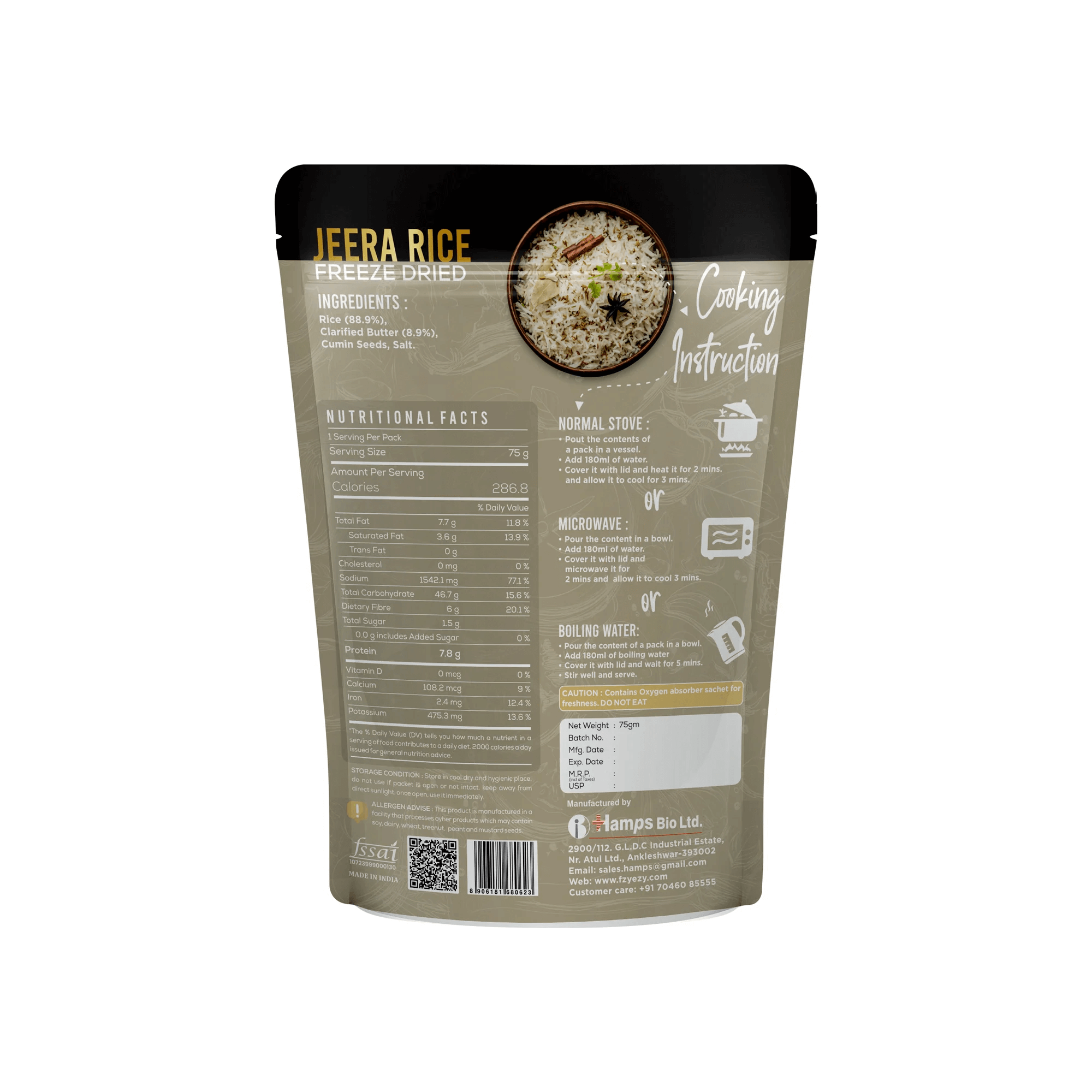 Ready to Eat Jeera Rice 75 Gm (with Water 275 Gm)