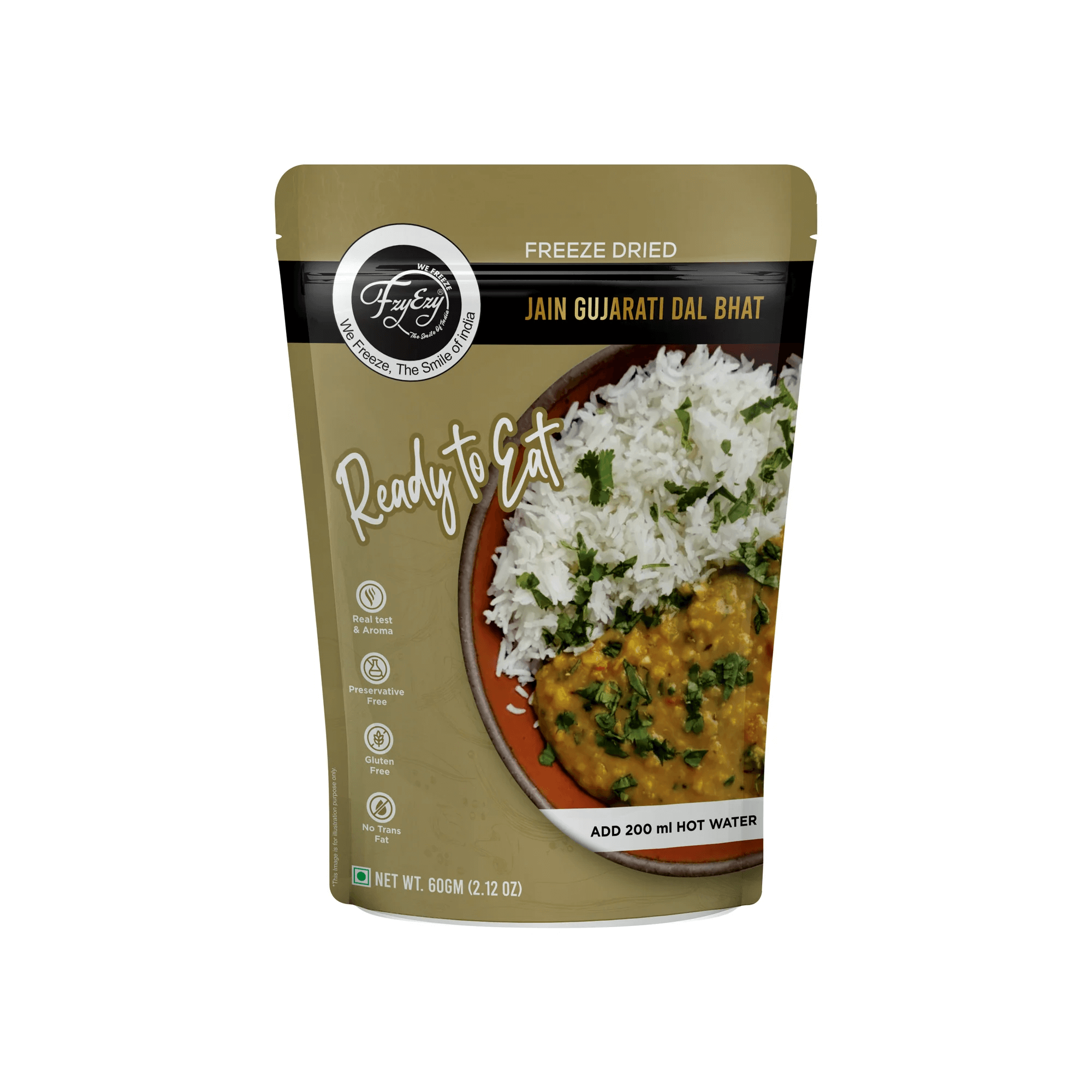 Ready to Eat Jain Gujarati Dal Bhat 60 Gm (With Water 260 Gm)