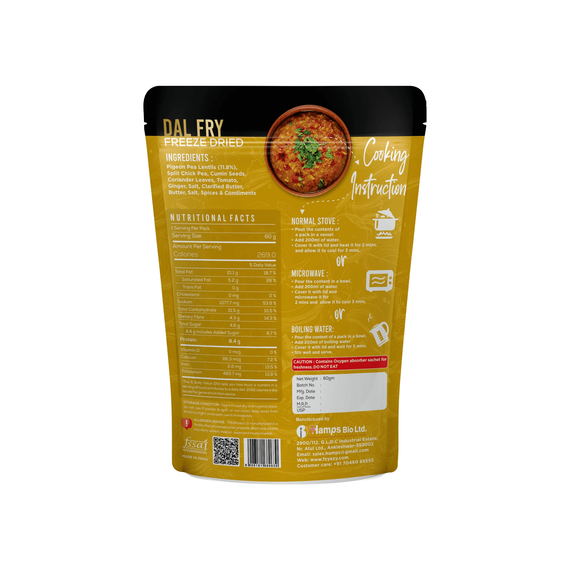 Ready to Eat Dal Fry 60 Gm (With Water 260 Gm)