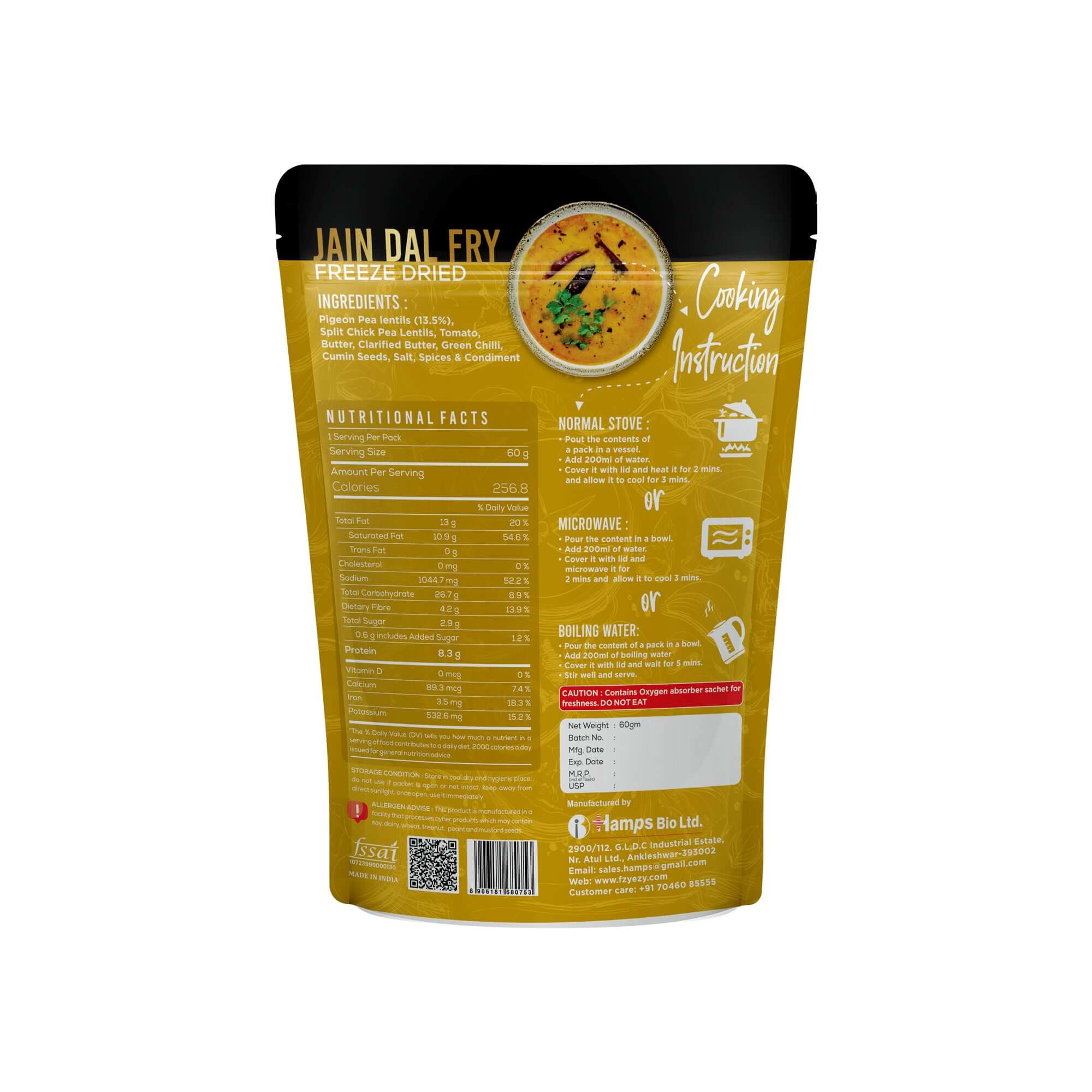 Ready to Eat Jain Dal Fry 60 Gm (With Water 260 Gm)