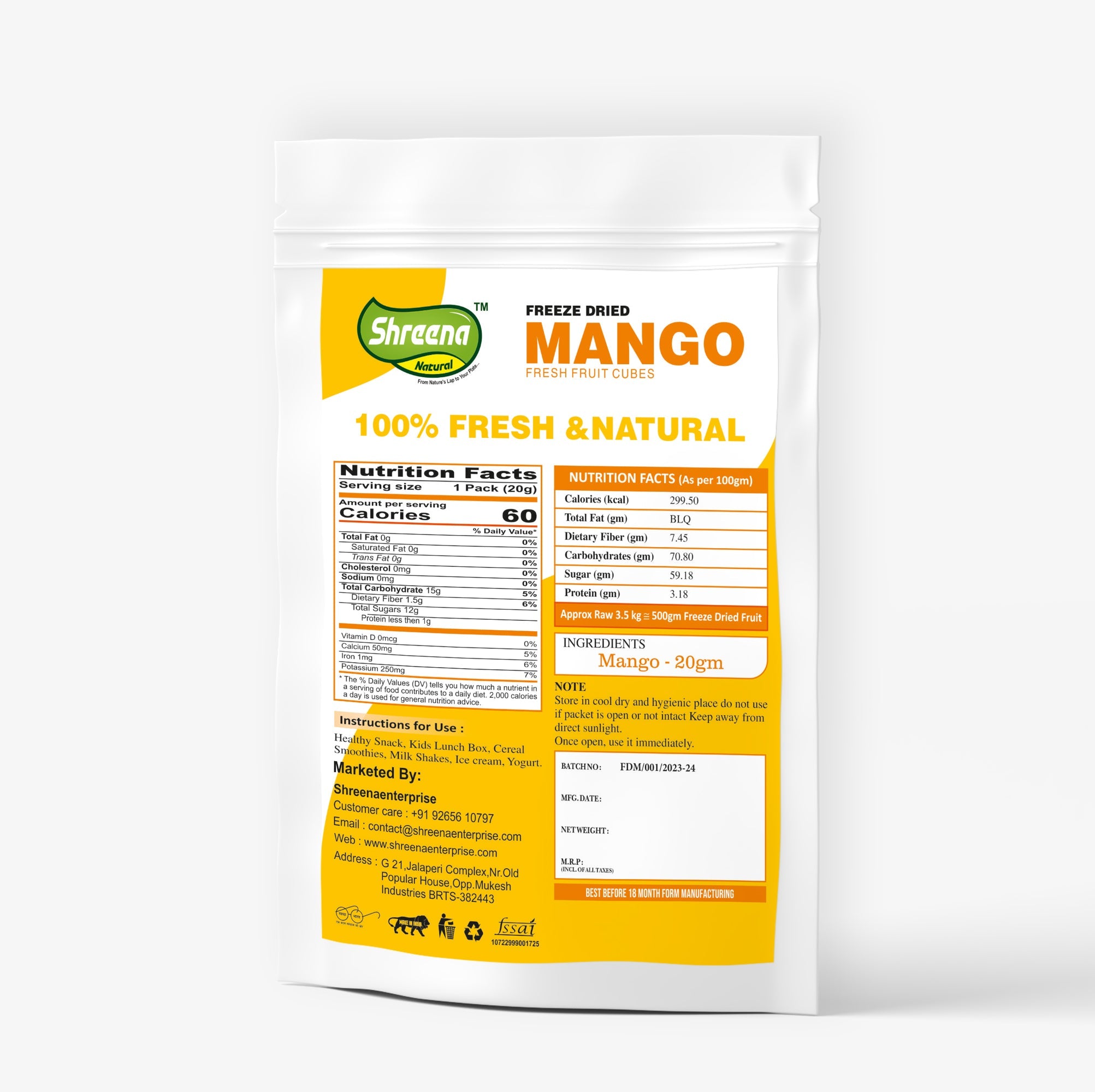 Freeze Dried Mango Cubes